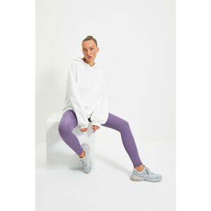 Trendyol Ecru Basic Sport Sweatshirt with Pleated Sleeves