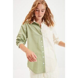 Trendyol Mint Color Block Boyfriend Shirt