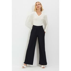 Trendyol Navy Blue Wide Leg Crepe Knitted Trousers