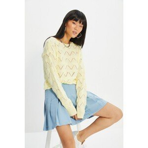 Trendyol Yellow Openwork Knitted Detailed Knitwear Sweater