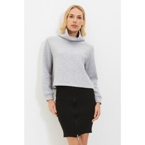 Trendyol Gray Turtleneck Basic Raised Knitted Thick Sweatshirt