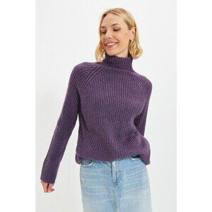 Trendyol Purple Stand Up Collar Knitwear Sweater