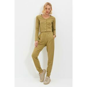 Trendyol Khaki Button Knitted Cardigan