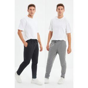 Trendyol Anthracite Men's Regular Fit Open Leg Wide Leg Basic 2-Pack Sweatpants