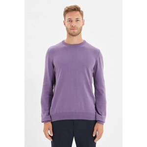 Trendyol Plum Men Slim Fit Crew Neck 100% Cotton Basic Sweater