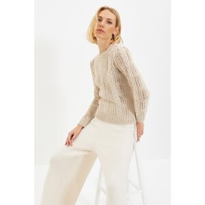 Trendyol Stone Openwork Knitwear Sweater