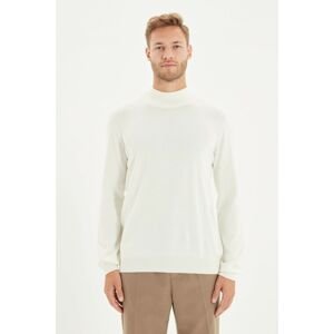 Trendyol Ecru Men's Slim Fit Half Turtleneck 100% Cotton Basic Sweater
