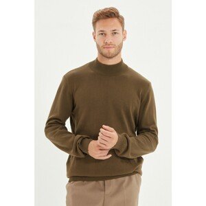 Trendyol Khaki Men's Slim Fit Half Turtleneck 100% Cotton Basic Sweater