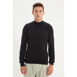 Trendyol Men's Black Slim Fit Half Turtleneck 100% Cotton Basic Sweater