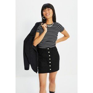 Trendyol Black Front Buttoned Mini Denim Skirt