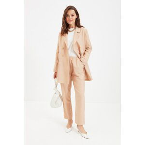 Trendyol Beige Shirt Collar Bottom-Top Suit