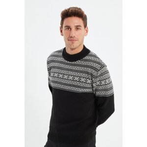 Trendyol Black Men's Half Turtleneck Regular Fit Knitwear Sweater