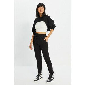 Trendyol Black Straight Slit Detailed Knitted Sweatpants