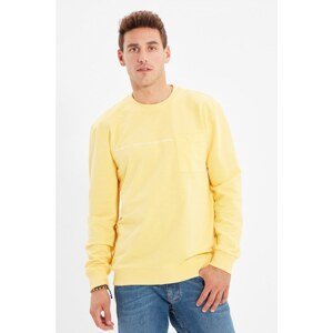 Trendyol Yellow Men Regular Fit Crew Neck Long Sleeve Printed Pocket Sweatshirt