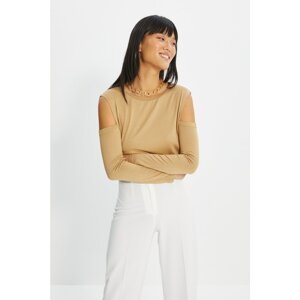 Trendyol Mink Button Detailed Knitted Blouse