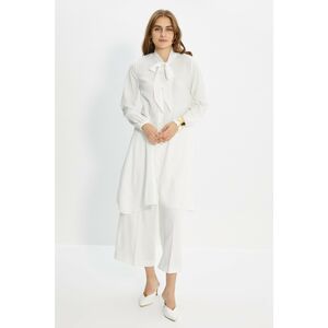 Trendyol Cream Scarf Collar Woven Shirt