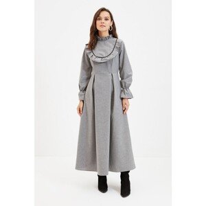 Trendyol Gray Collar and Front Detailed Woven Dress