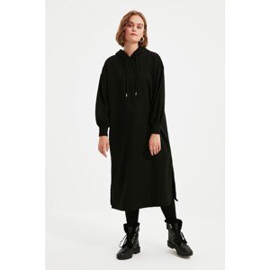 Trendyol Black Hooded Knitted Long Sweatshirt Tunic