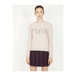 Koton Women's Pink Letter Sweater