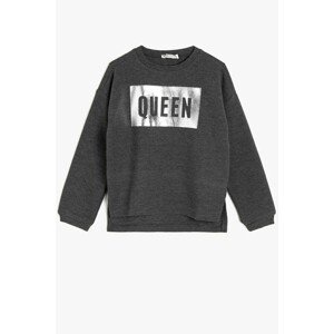 Koton Gray Girl's Letter Printed Sweatshirt