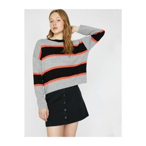 Koton Women's Gray Striped Sweater