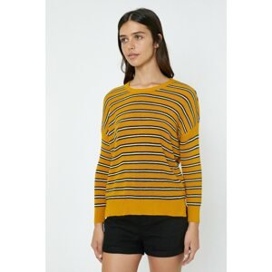 Koton Women's Yellow Striped Sweater