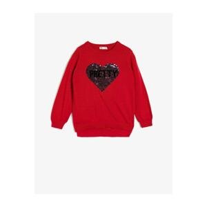 Koton Girl Heart Printed Sequin Detailed Sweater