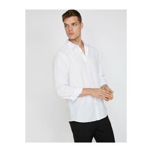 Koton Men's White Classic Collar Long Sleeve Shirt