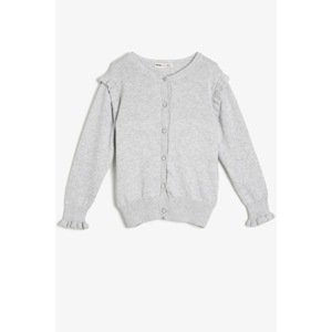 Koton Gray Ruffle Detailed Kids Cardigan