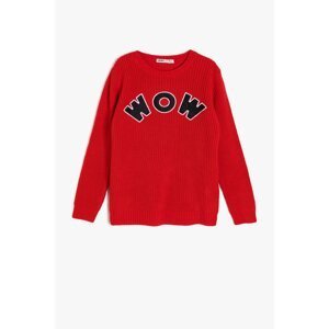 Koton Red Kids Embroidered Sweater