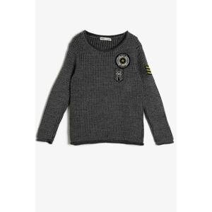 Koton Gray Boy Embroidered Sweater