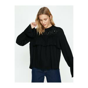 Koton Women's Black Ruffle Detailed Blouse