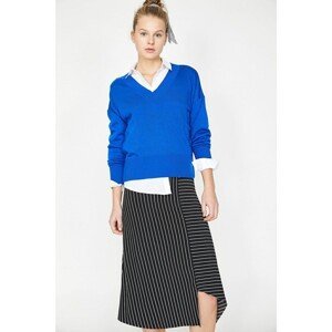 Koton Women's Blue V-Neck Sweater