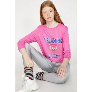 Koton Women's Pink Letter Printed Sweatshirt