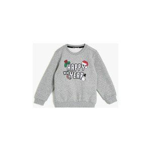 Koton Boys Gray Gray Kids New Year Themed Sweatshirt