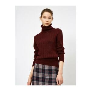Koton Women's Burgundy Turtleneck Sweater