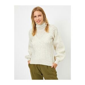 Koton Women's Ecru Turtleneck Long Sleeve Sweater