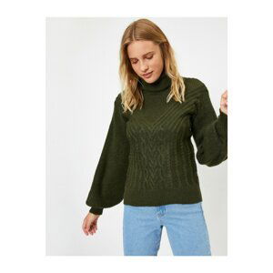 Koton Women's Green Turtleneck Long Sleeve Sweater