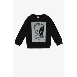 Koton Baby Boy Black Ataturk Printed Sweatshirt