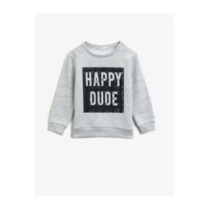 Koton Boys Gray Happy Dude Printed Kids Sweatshirt