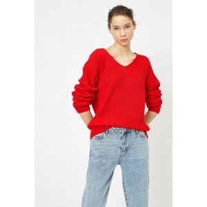 Koton Women's Red Back Detailed Sweater