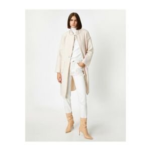 Koton Women's White Buttoned Pocketed Coat