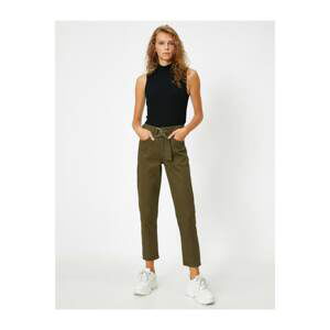 Koton Women's Green Belt Jeans