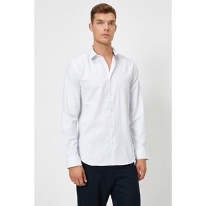 Koton Men's Blue Long Sleeve Basic Cotton Shirt