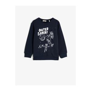 Koton Boys' Cotton Crew Neck Long Sleeve Printed Sweatshirt