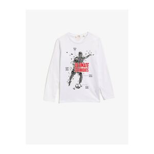 Koton Boys White Cotton Printed Crew Neck Sweatshirt