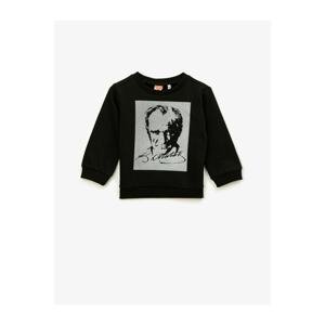 Koton Baby Boy Cotton Ataturk Printed Crew Neck Long Sleeved Sweatshirt
