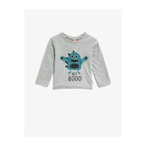 Koton Baby Boy Gray Crew Neck Long Sleeve Printed Sweatshirt