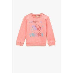 Koton Baby Girl Pink Cotton Unicorn Printed Crew Neck Long Sleeve Sweatshirt