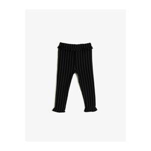 Koton Women's Black Ruffle Striped Sweatpants